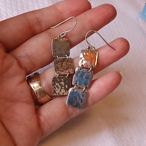 Sterling Silver Wire Dangle Earrings NWOT Shining Shimmering and Stunning - Picture 2 of 4